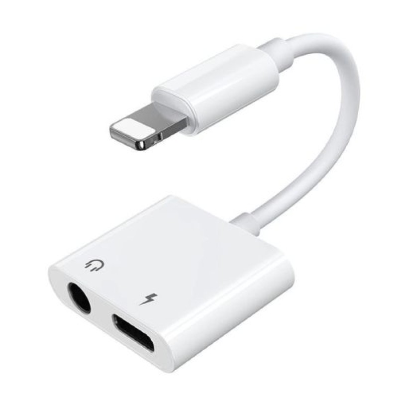 Αντάπτορας Joyroom Lightning σε Lightning/ Μίνι βύσμα 3,5 mm, 0,12 m, λευκό (S-Y104)