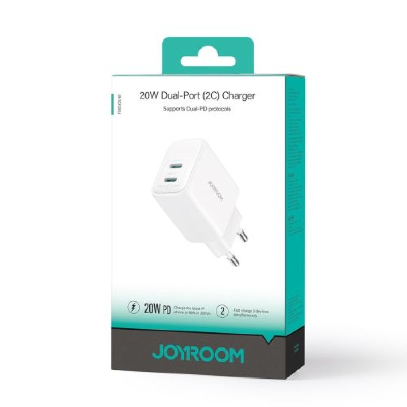 Joyroom Ταξιδιωτικός Φορτιστής C+C.PD 20W, QC 3.0, Λευκό (JR-TCF12)