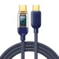 Joyroom Type-C - Καλώδιο δεδομένων Type-C 100W, 1,2m με Digital Display Blue (S-CC100A4)