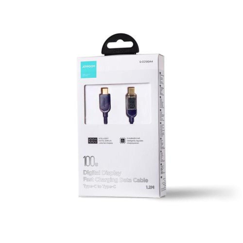 Joyroom Type-C - Καλώδιο δεδομένων Type-C 100W, 1,2m με Digital Display Blue (S-CC100A4)