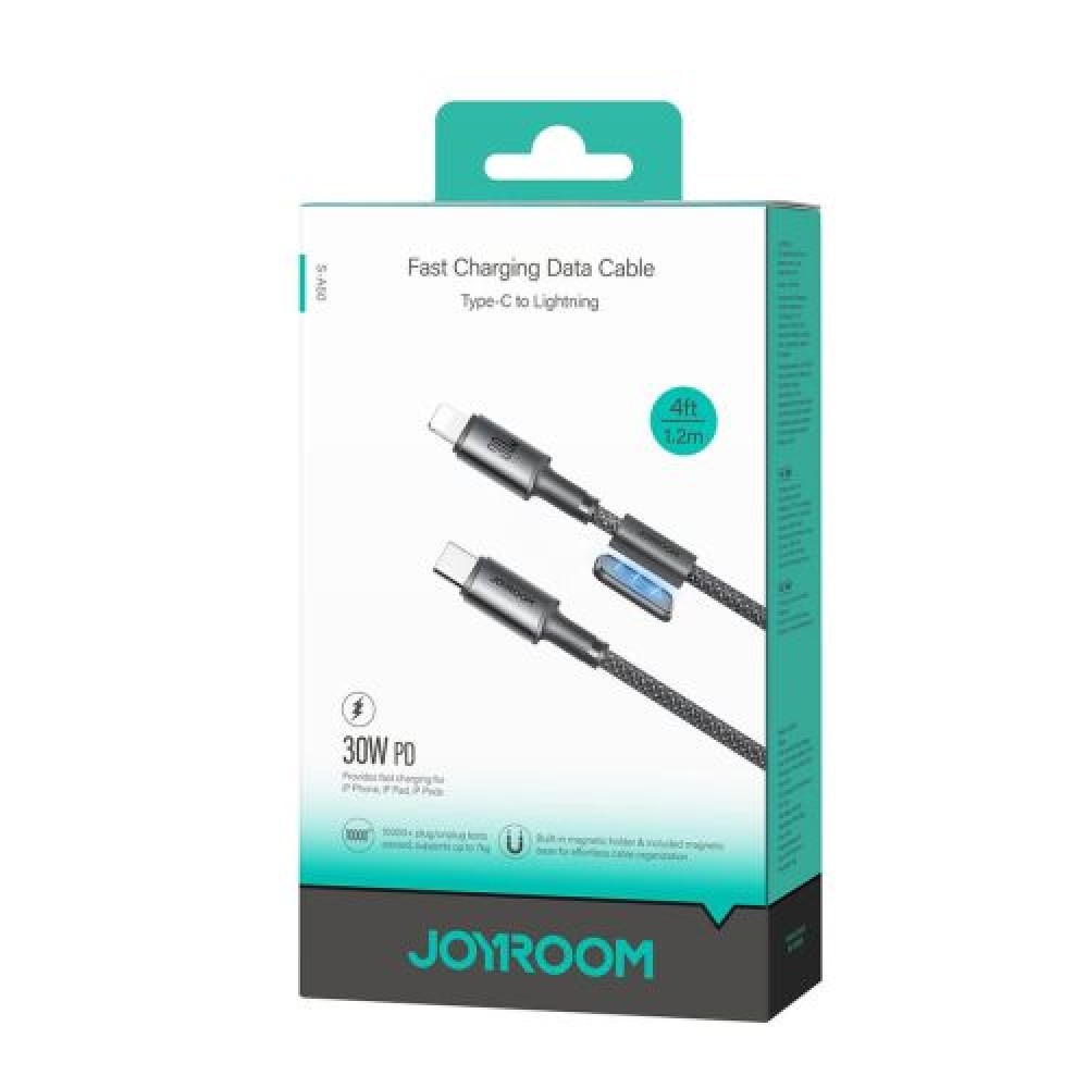 Joyroom Type-C - Καλώδιο απεριόριστης σειράς Lightning A50, 60W, 480mb/s, 1,2m με Magnetic Orgaznizer, Γκρι (S-A50_CL)