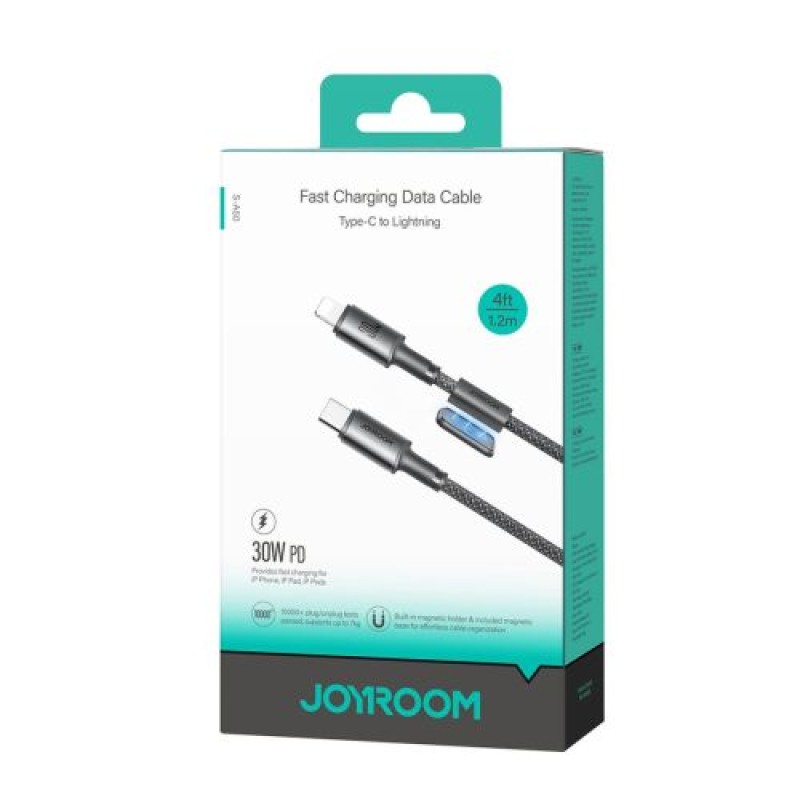 Joyroom Type-C - Καλώδιο απεριόριστης σειράς Lightning A50, 60W, 480mb/s, 1,2m με Magnetic Orgaznizer, Γκρι (S-A50_CL)