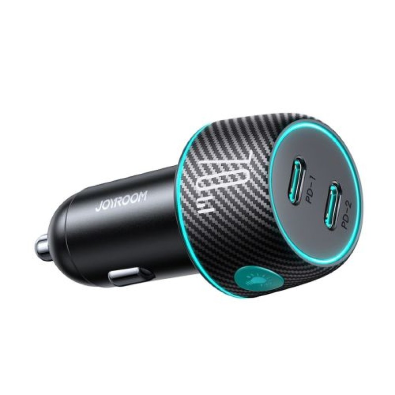 Φορτιστής αυτοκινήτου Joyroom με οπίσθιο φωτισμό LED, C+C, 70W, Μαύρο (JR-CCN02)