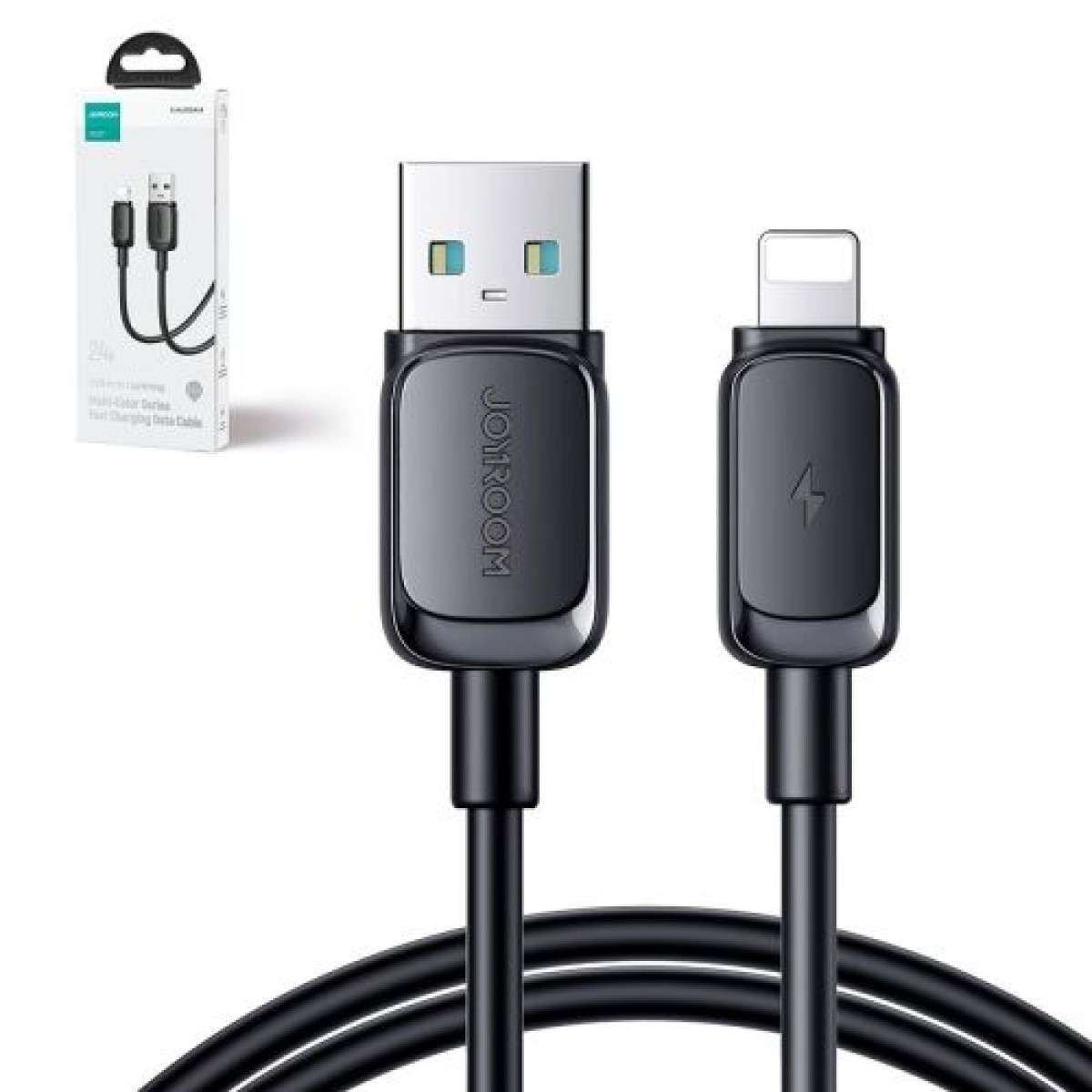 Joyroom USB - Καλώδιο Lightning Multi-Color Series A14, 480mb/s, 2.4A, 1.2m, Μαύρο (S-AL012A14B)