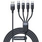 Joyroom 4-σε-1 USB - Lightning/ Lightning/ Type-C/ Micro USB Καλώδιο Multi-Color Series A18, 3.5A, 1.2m, Μαύρο (S-1T4018A18l)