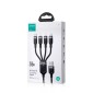 Joyroom 4-σε-1 USB - Lightning/ Lightning/ Type-C/ Micro USB Καλώδιο Multi-Color Series A18, 3.5A, 1.2m, Μαύρο (S-1T4018A18l)