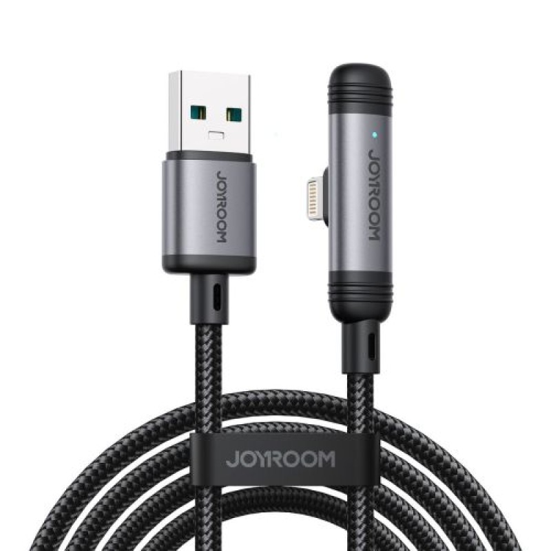 USB Joyroom - Καλώδιο Lightning EnjoyX Series 90 Degree A56, 3A, 480mb/s, 1,2m, Μαύρο (S-A56)