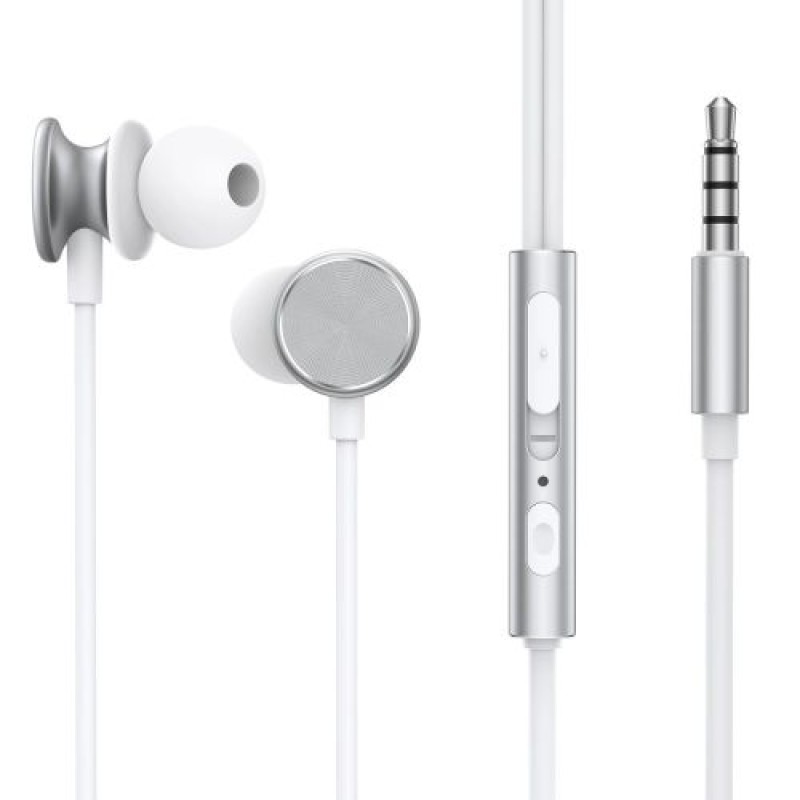 Ακουστικά Joyroom Ενσύρματα, Ακουστικά In-Ear με τηλεχειριστήριο και μικρόφωνο, Jack 3,5mm, Ασημί (JR-EW03)
