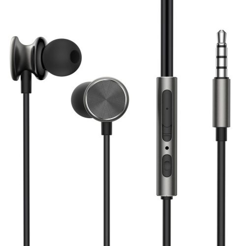 Ακουστικά Joyroom Ενσύρματα, Ακουστικά In-Ear με τηλεχειριστήριο και μικρόφωνο, Jack 3,5mm, Σκούρο Γκρι (JR-EW03)