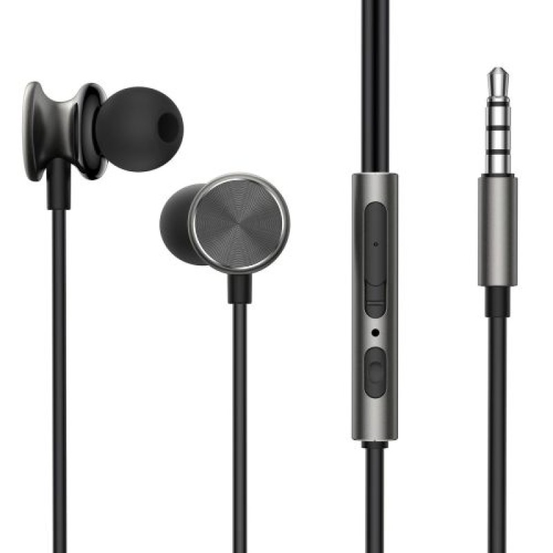 Ακουστικά Joyroom Ενσύρματα, Ακουστικά In-Ear με τηλεχειριστήριο και μικρόφωνο, Jack 3,5mm, Σκούρο Γκρι (JR-EW03)