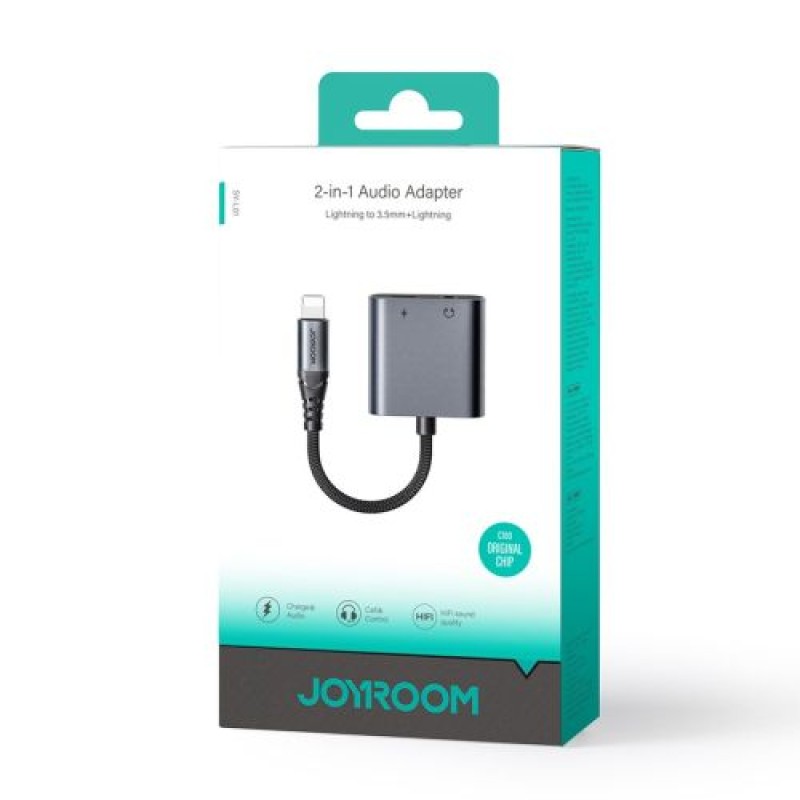 Joyroom Adapter DAC 2-σε-1 Lightning to Lightning/ Mini Jack 3,5mm, 2,4A, 0,12m, Μαύρο (SY-L01)
