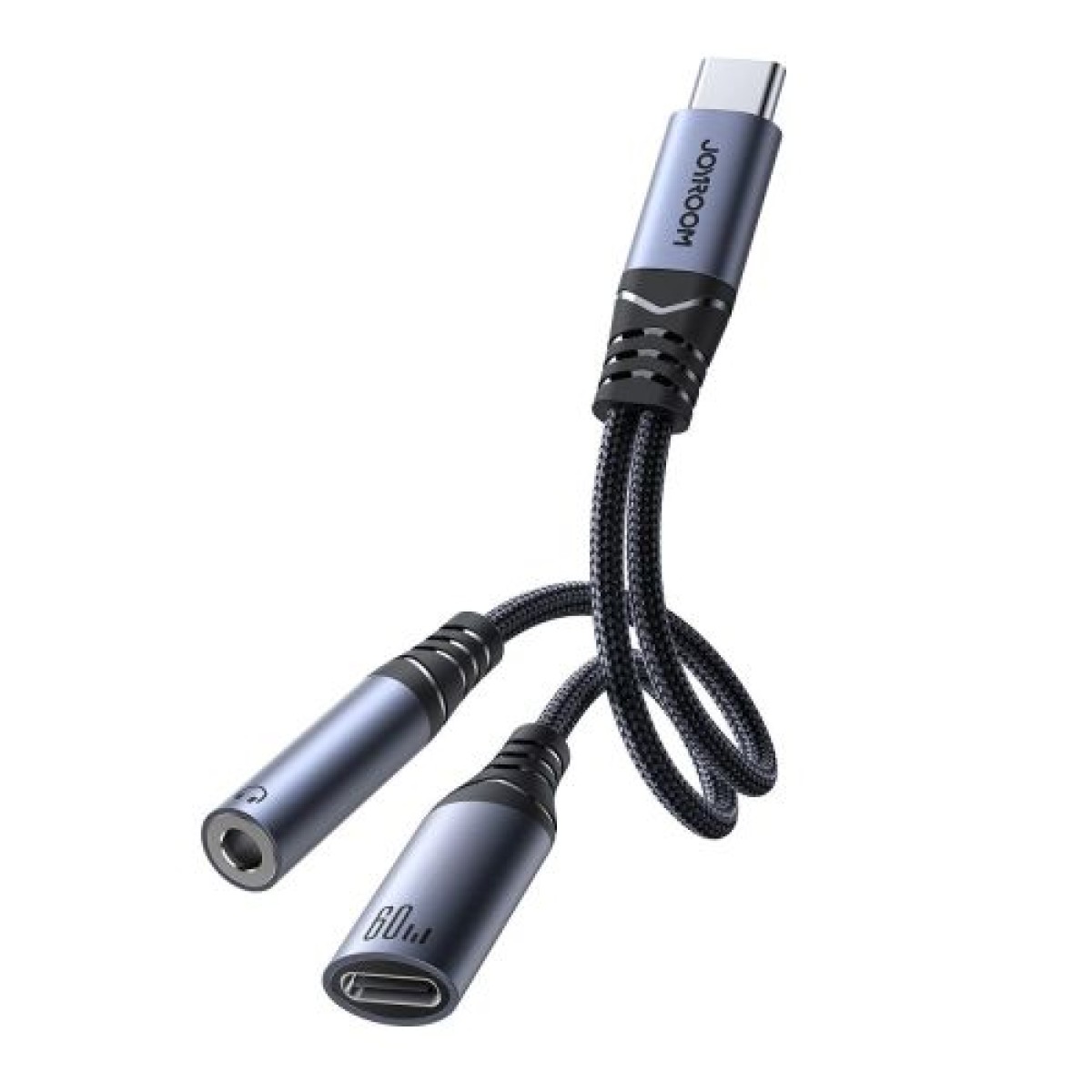Joyroom Adapter DAC 2-σε-1 Type-C σε 3,5mm Mini Jack/ Type-C, 60W, 0,14m, Μαύρο (SY-C02)