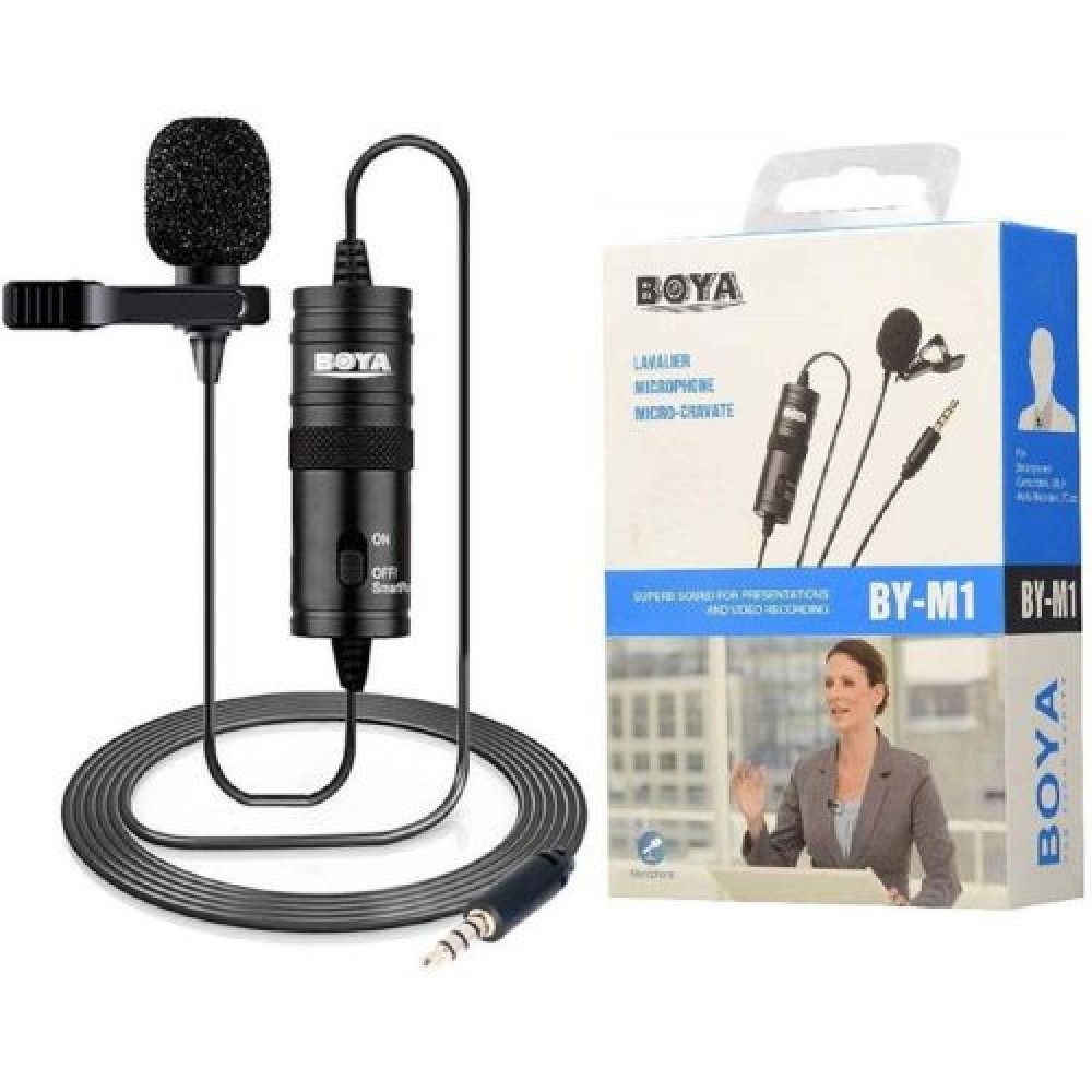 Μικρόφωνο BOYA Ενσύρματο, Omni Directional πολικό μοτίβο Lavalier, Ήχος υψηλής ποιότητας, Εργασία με κάμερες, smartphone και υπολογιστές, έξοδος 3,5 mm Μαύρο EU