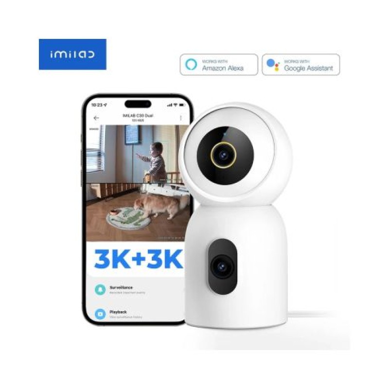 Xiaomi IMILAB C30 Dual Home Security Camera, Night Vision, 360, 3K+3K White EU CMSXJ111A