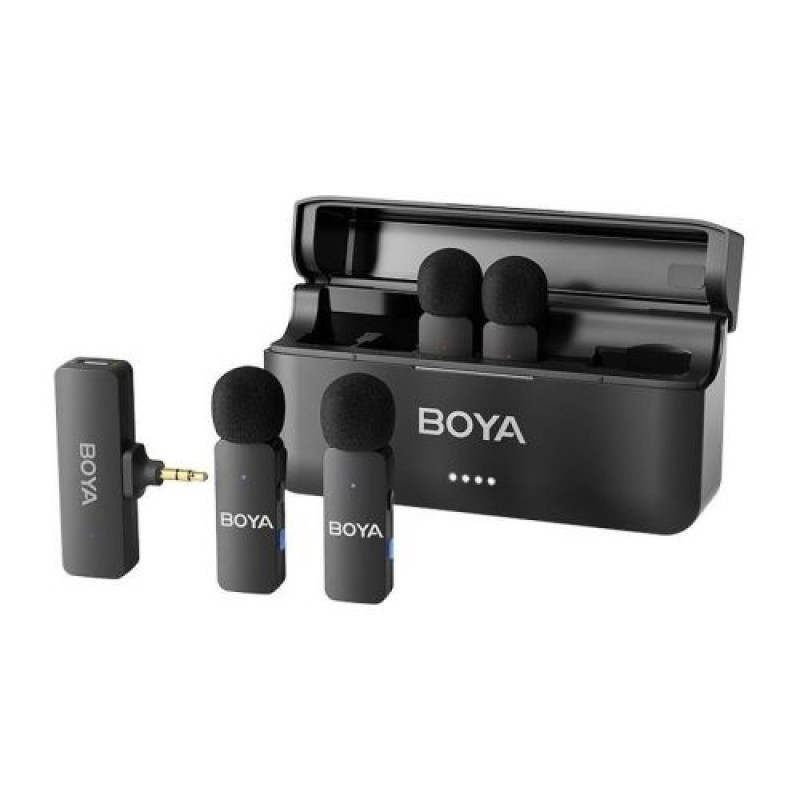BOYA Μικρόφωνο Wireless BY-V4 2,4 GHz με 4 πομπούς και 1 δέκτη (υποδοχή 3,5 mm) Μαύρο EU