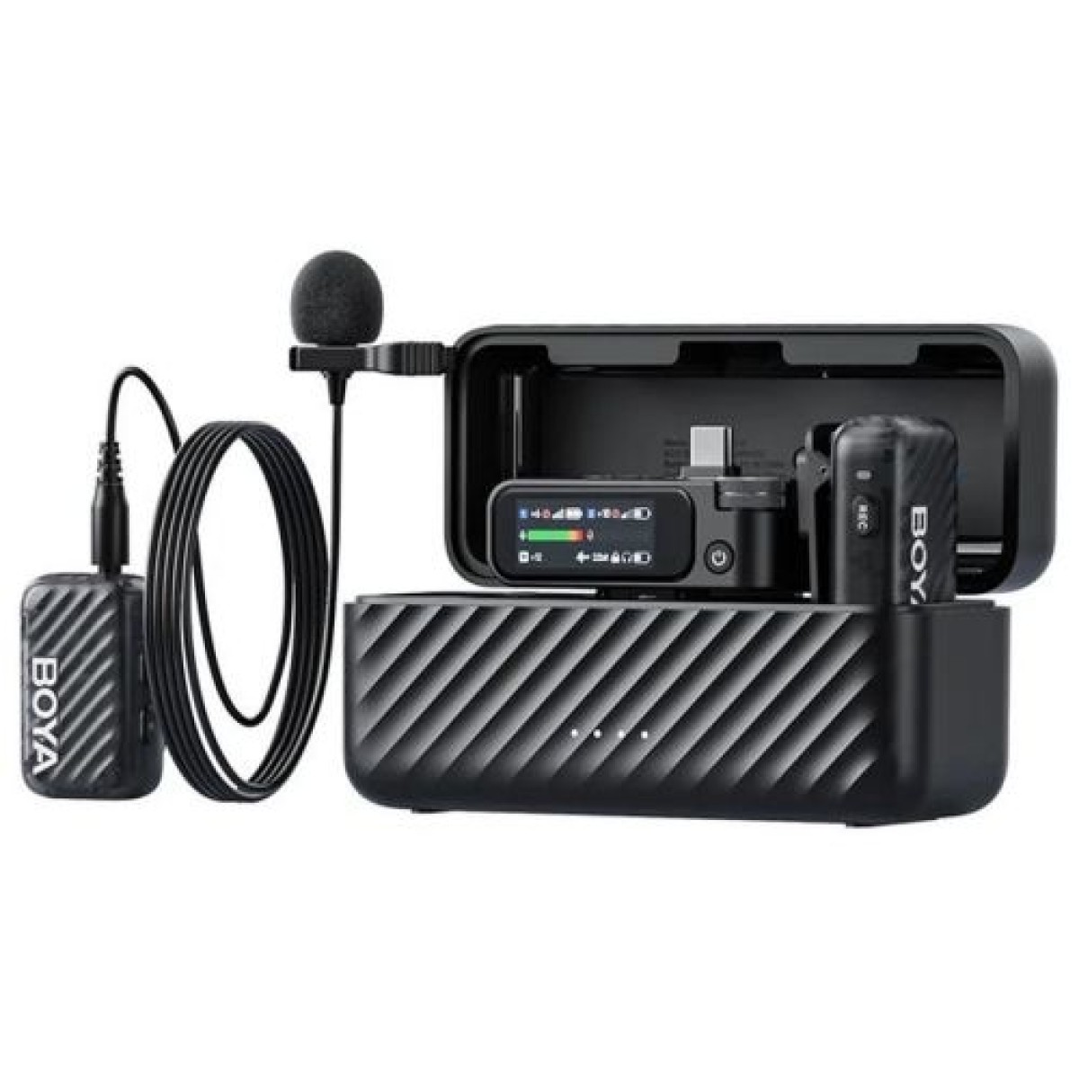 Μικρόφωνο BOYA Ασύρματο και ενσύρματο BOYAMIC 2-01 2,4 GHz, AI Powered Noise Cancellation με 2 δέκτες και 1 πομπό (Type-C) Black EU