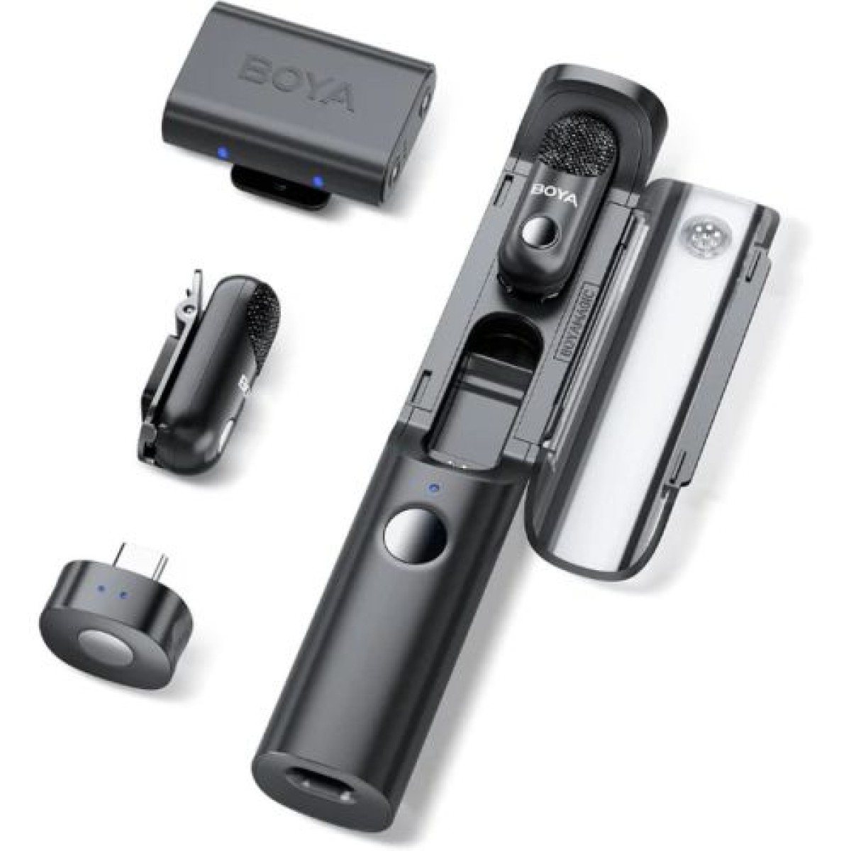 BOYA Microphone Wireless Magic-03 2,4GHz με 2 πομπούς και 2 δέκτες (Type-C, και 3,5mm Θηλυκό) Black EU