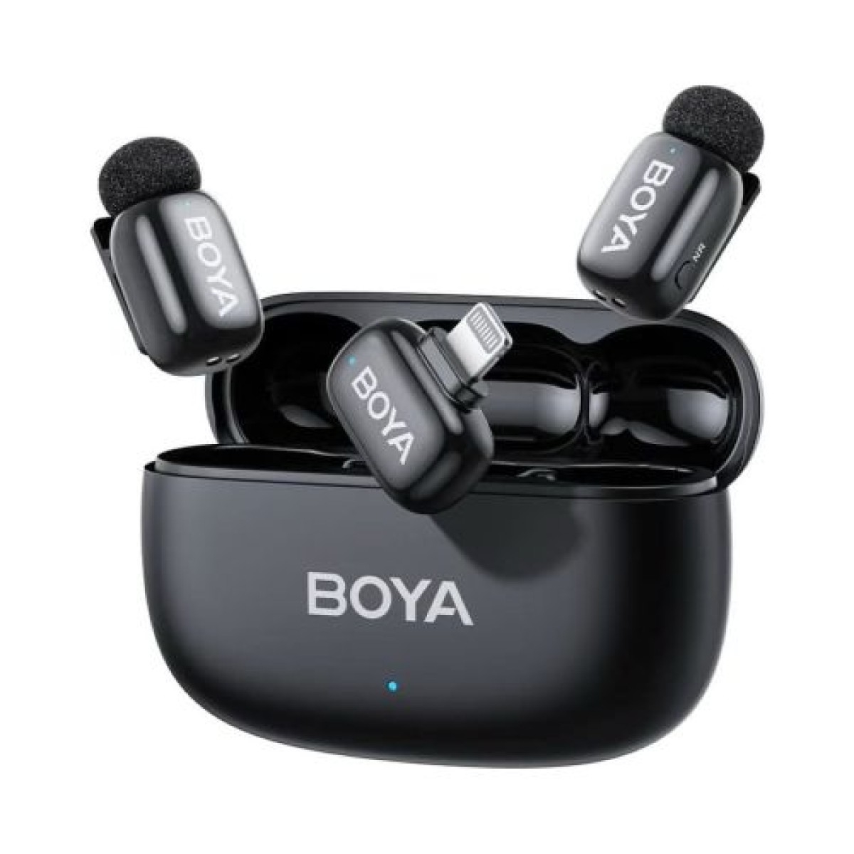 BOYA Microphone Wireless Mini 2-03 2,4GHz, AI Powered Noise Cancellation με 2 πομπούς και 1 δέκτη (Lightning) Black EU