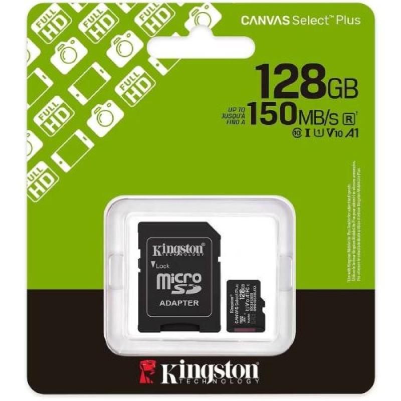 Kingston MicroSD Card Canvas Select Plus 128GB Class 10 + Adapter (SDCS3/128)
