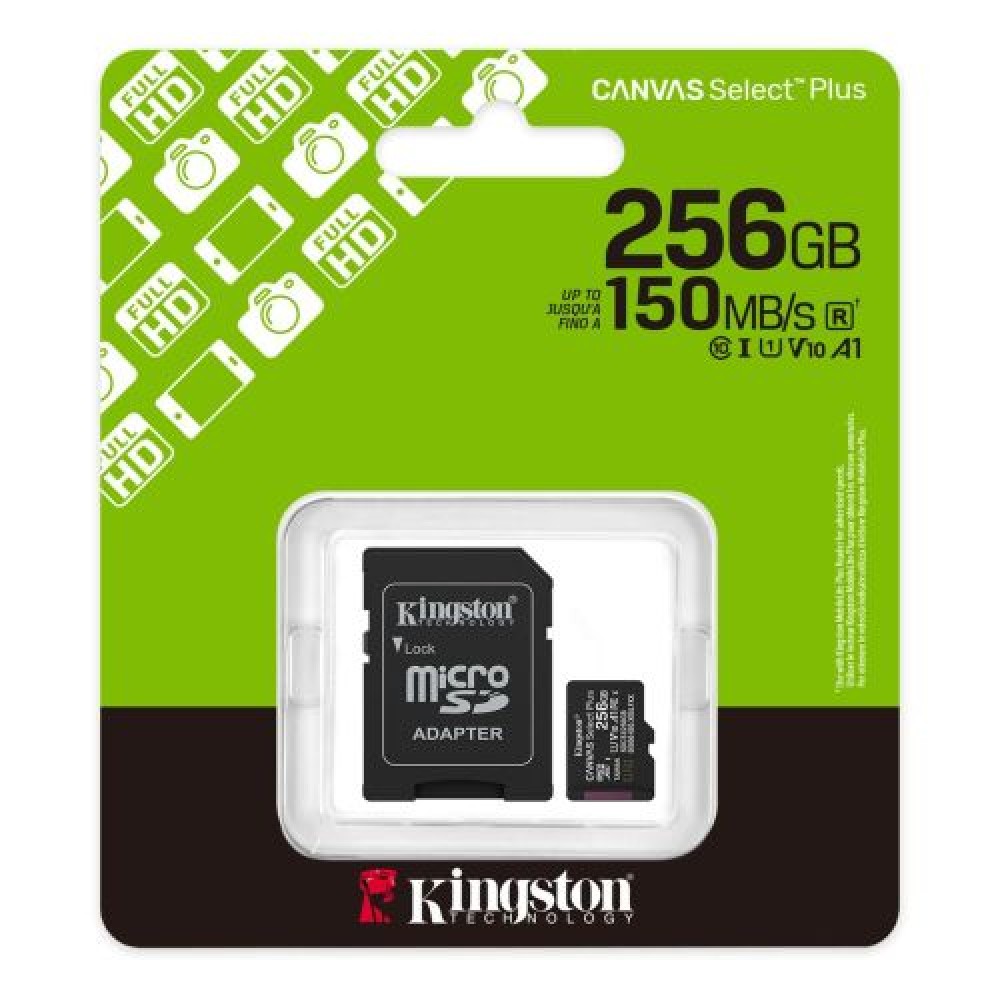 Kingston MicroSD Card Canvas Select Plus 256GB Class 10 + Adapter (SDCS3/256)
