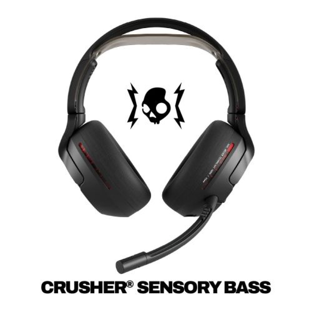 Skullcandy Crusher PLYR 720 Bluetooth Wireless Over-ear ακουστικά με μικρόφωνο, BT 5.3, για PS5, Nintendo Switch, Black EU (S6PCW-T963)