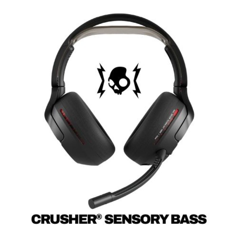 Skullcandy Crusher PLYR 720 Bluetooth Wireless Over-ear ακουστικά με μικρόφωνο, BT 5.3, για PS5, Nintendo Switch, Black EU (S6PCW-T963)