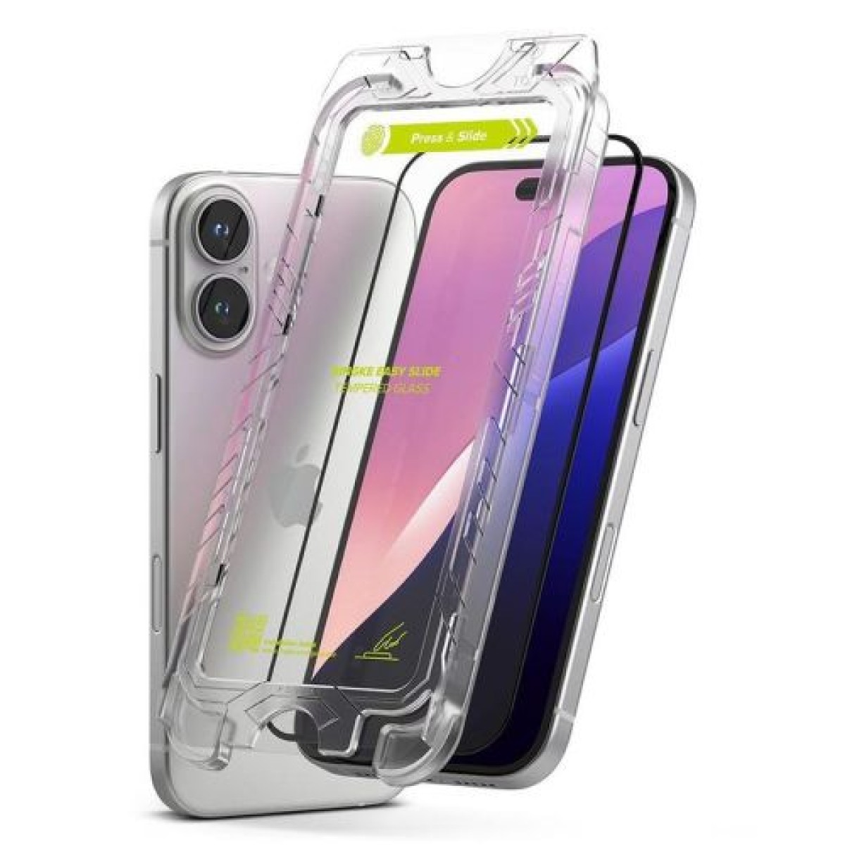 Ringke iPhone 15/ 16 Screen Protector Premium Easy Slide Tempered Glass 9H με σέγα εγκατάστασης (2 τμχ) Διαφανές