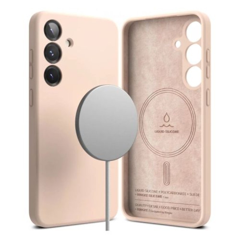 Θήκη Ringke Galaxy S25 Σιλικόνη Μαγνητική Ροζ Άμμος