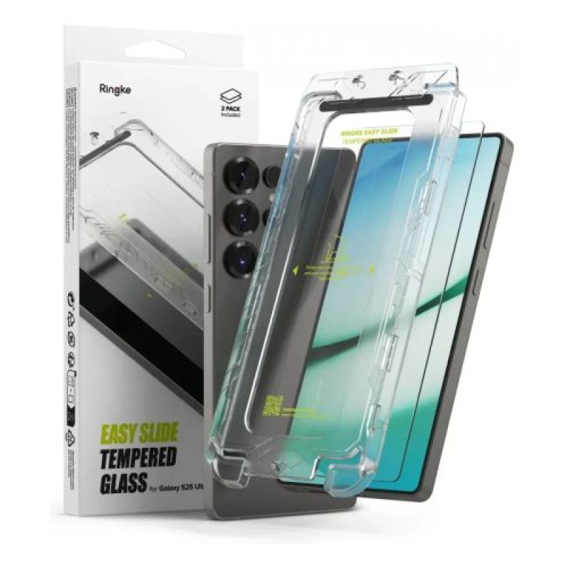 Ringke Galaxy S25 Ultra Screen Protector Premium Easy Slide Tempered Glass 9H με διάταξη τοποθέτησης (2 τμχ) Διαφανές