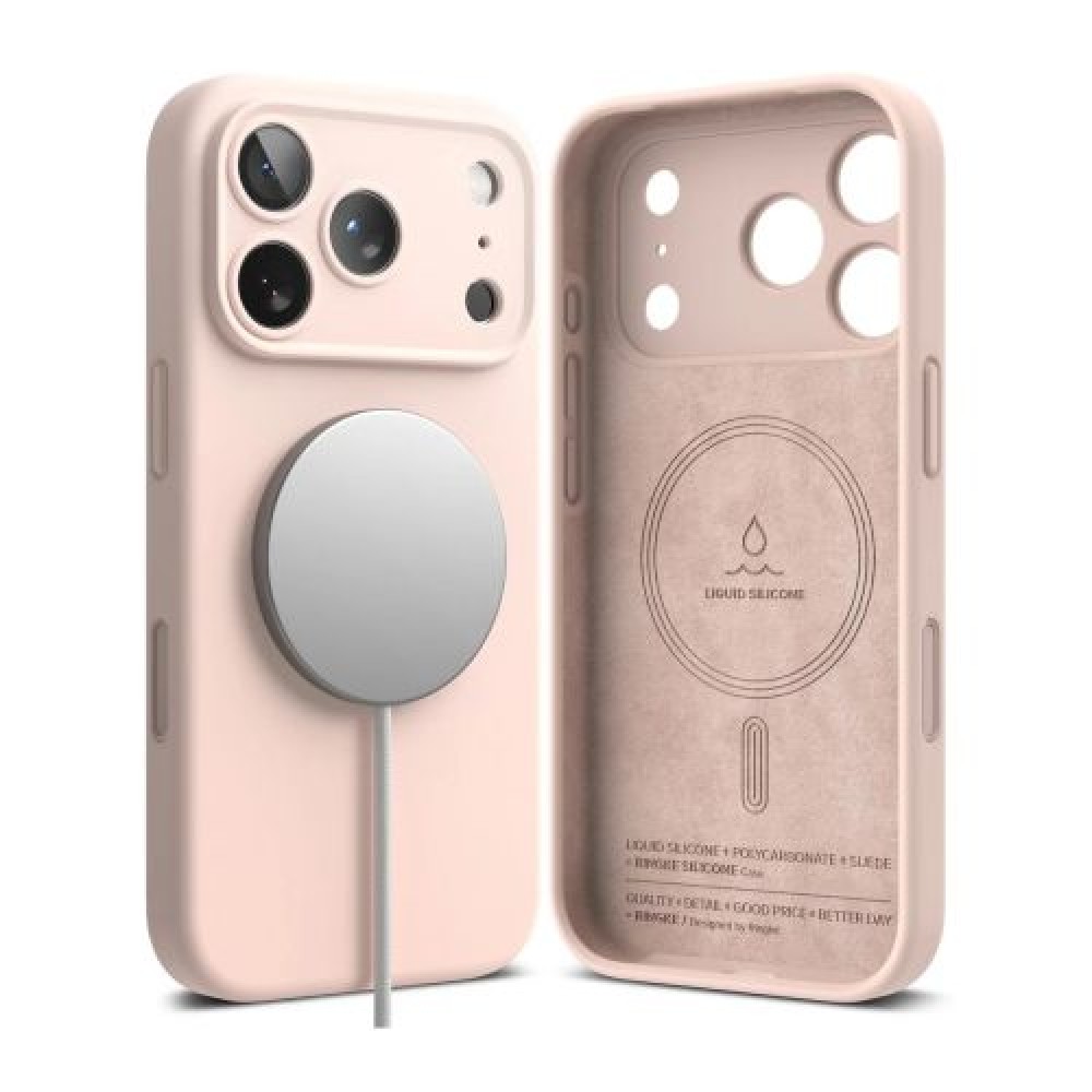 Ringke iPhone 17 Pro Max Case Silicone Magnetic Pink Sand