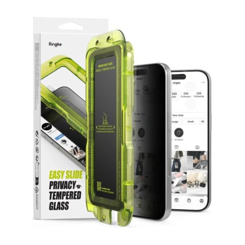 Ringke iPhone 17 Pro Screen Protector Premium Easy Slide Privacy Tempered Glass 9H με διάταξη τοποθέτησης (2 τμχ) Διαφανές
