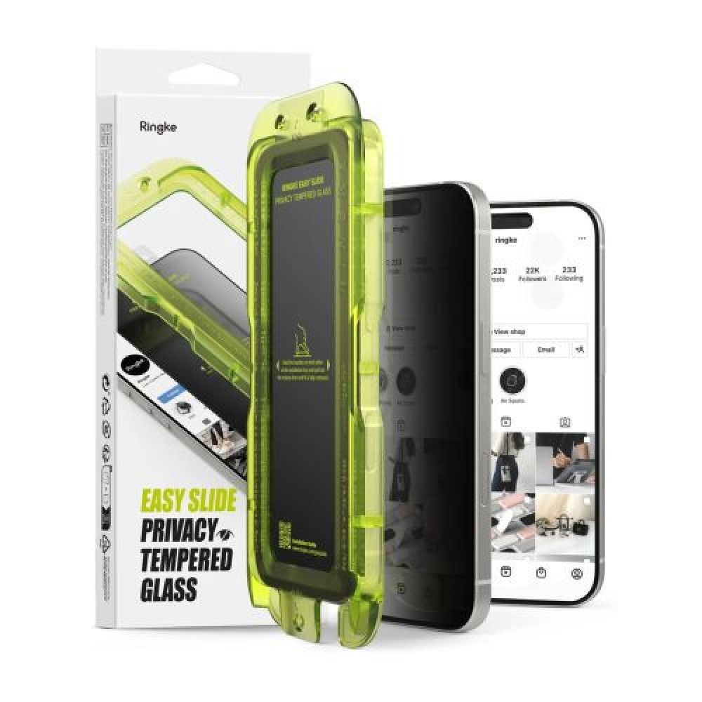 Ringke iPhone 17 Screen Protector Premium Easy Slide Privacy Tempered Glass 9H με διάταξη τοποθέτησης (2 τμχ) Διαφανές