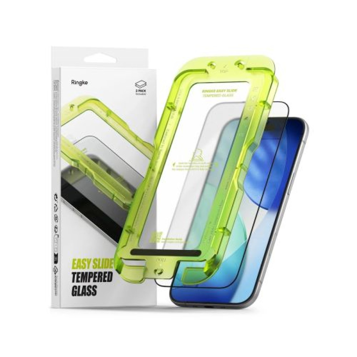 Ringke iPhone Air Screen Protector Premium Easy Slide Tempered Glass 9H με σέγα εγκατάστασης (2 τμχ) Διαφανές