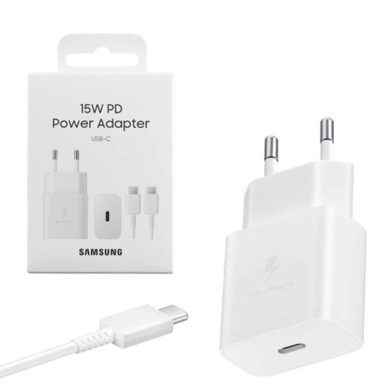 Φορτιστής ταξιδίου Samsung 15W EP-T1510X με καλώδιο Type-C σε Type-C (1m) Λευκό EU (EP-T1510XWEGEU)