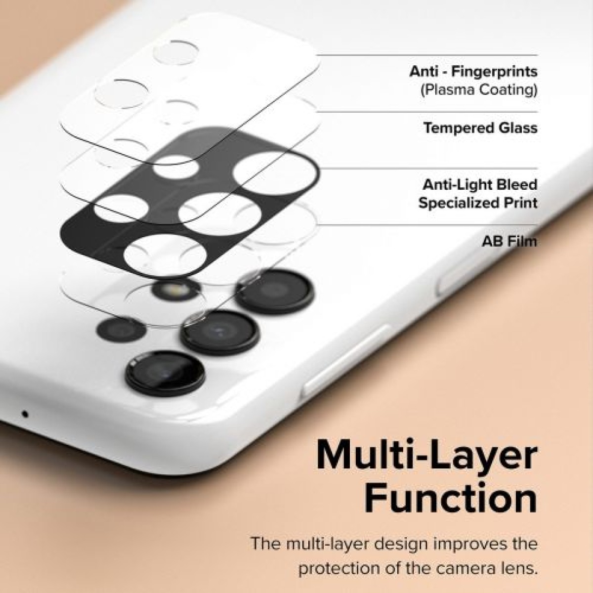 Ringke Galaxy A13 4G Camera Protector Full Cover Glass συσκευασία (3 τμχ) Μαύρο