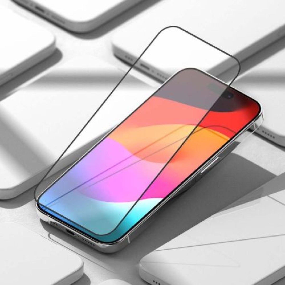 Ringke iPhone 15 Pro Screen Protector Premium Tempered Glass 9H με διάφανη διάταξη εγκατάστασης