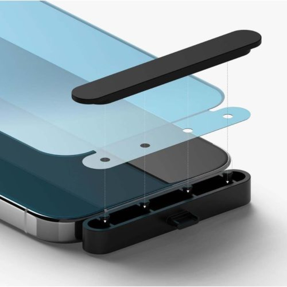 Ringke iPhone 15 Pro Screen Protector Premium Tempered Glass 9H με διάφανη διάταξη εγκατάστασης