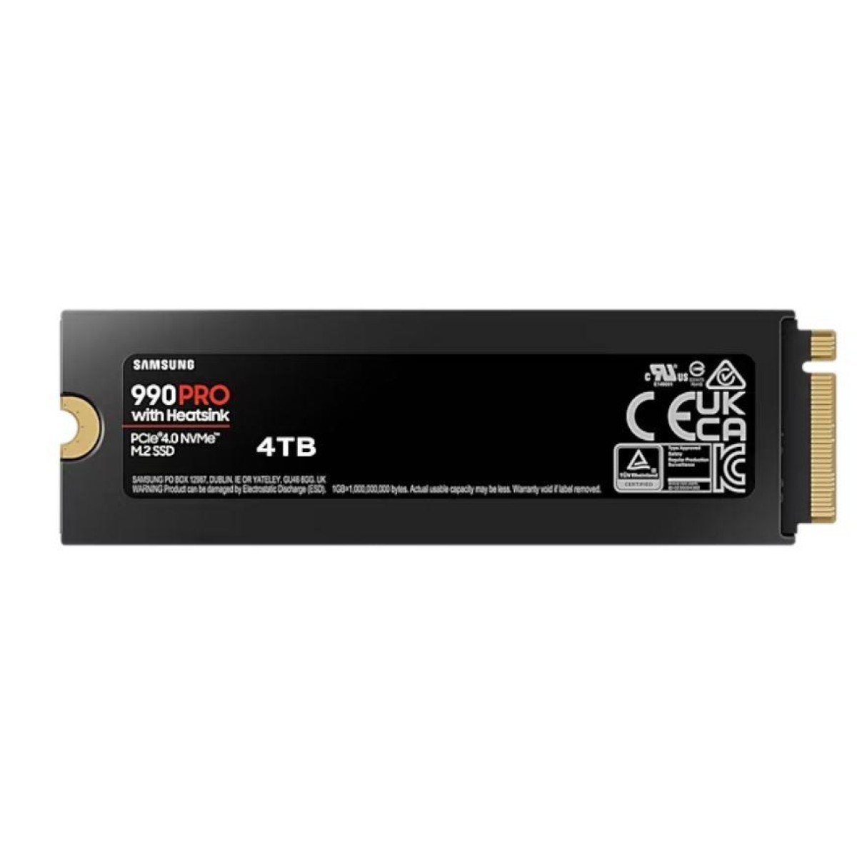SSD|SAMSUNG|990 PRO with Heatsink|4TB|M.2|PCIe Gen4|NVMe|TLC|Write speed 6900 MBytes/sec|Read speed 7450 MBytes/sec|TBW 2400 TB|MTBF 1500000 hours|MZ-V9P4T0CW