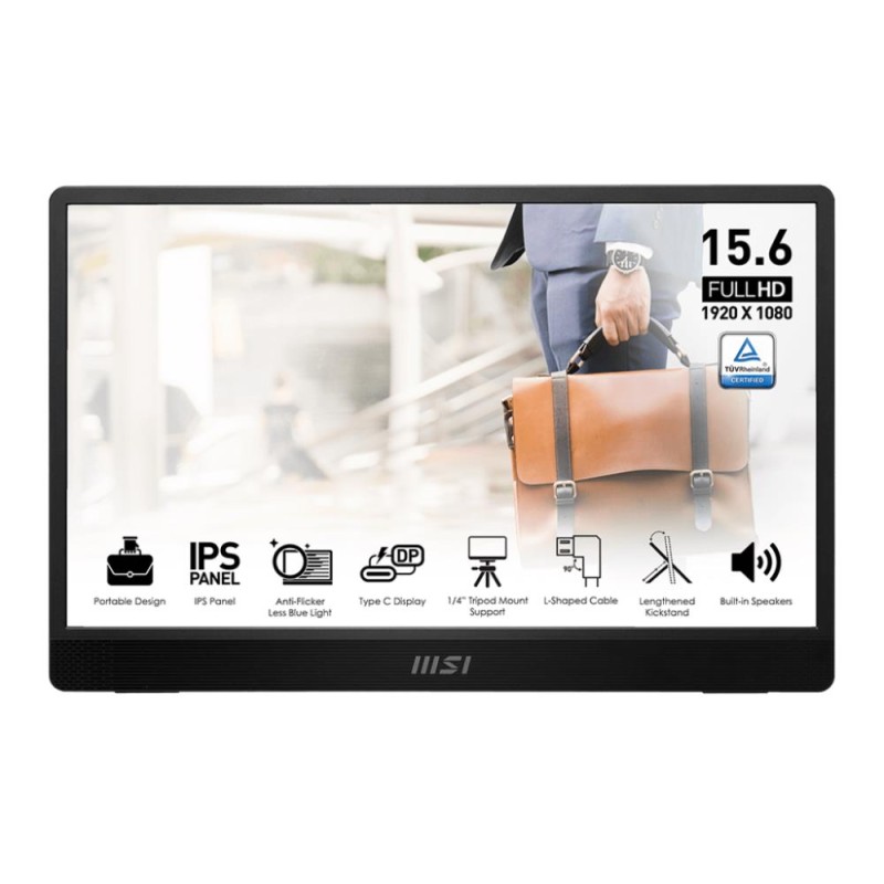 LCD Monitor|MSI|PRO MP161 E2U|15.6"|Business|Panel IPS|1920x1080|16:9|60Hz|Matte|Speakers|Tilt|Colour Black|PROMP161E2U