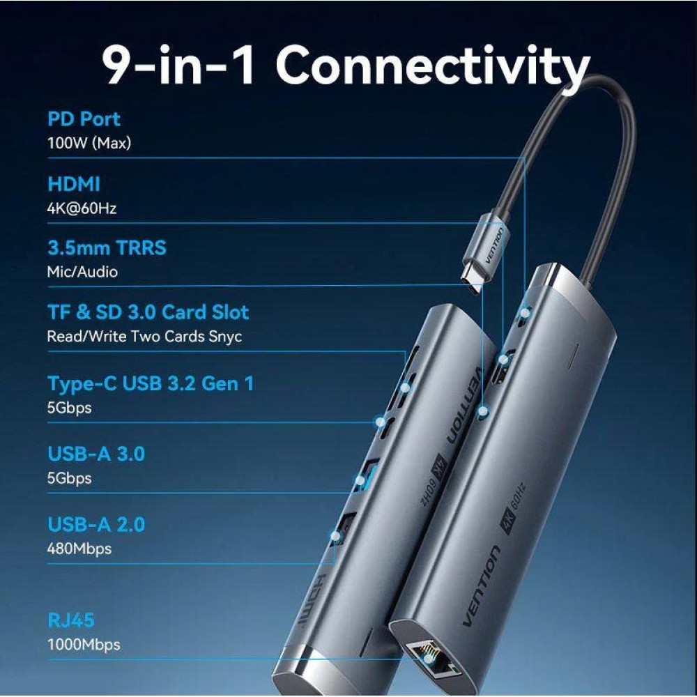 NB ACC DOCKING STATION 9IN1/USB-C 0.15M TGVHB VENTION