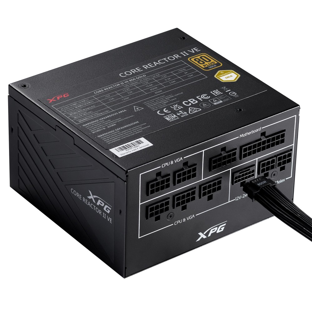 Power Supply|ADATA|CORE REACTOR II VE|750 Watts|Efficiency 80 PLUS GOLD|PFC Active|MTBF 100000 hours|COREREACTORIIVE750G-BKCEU