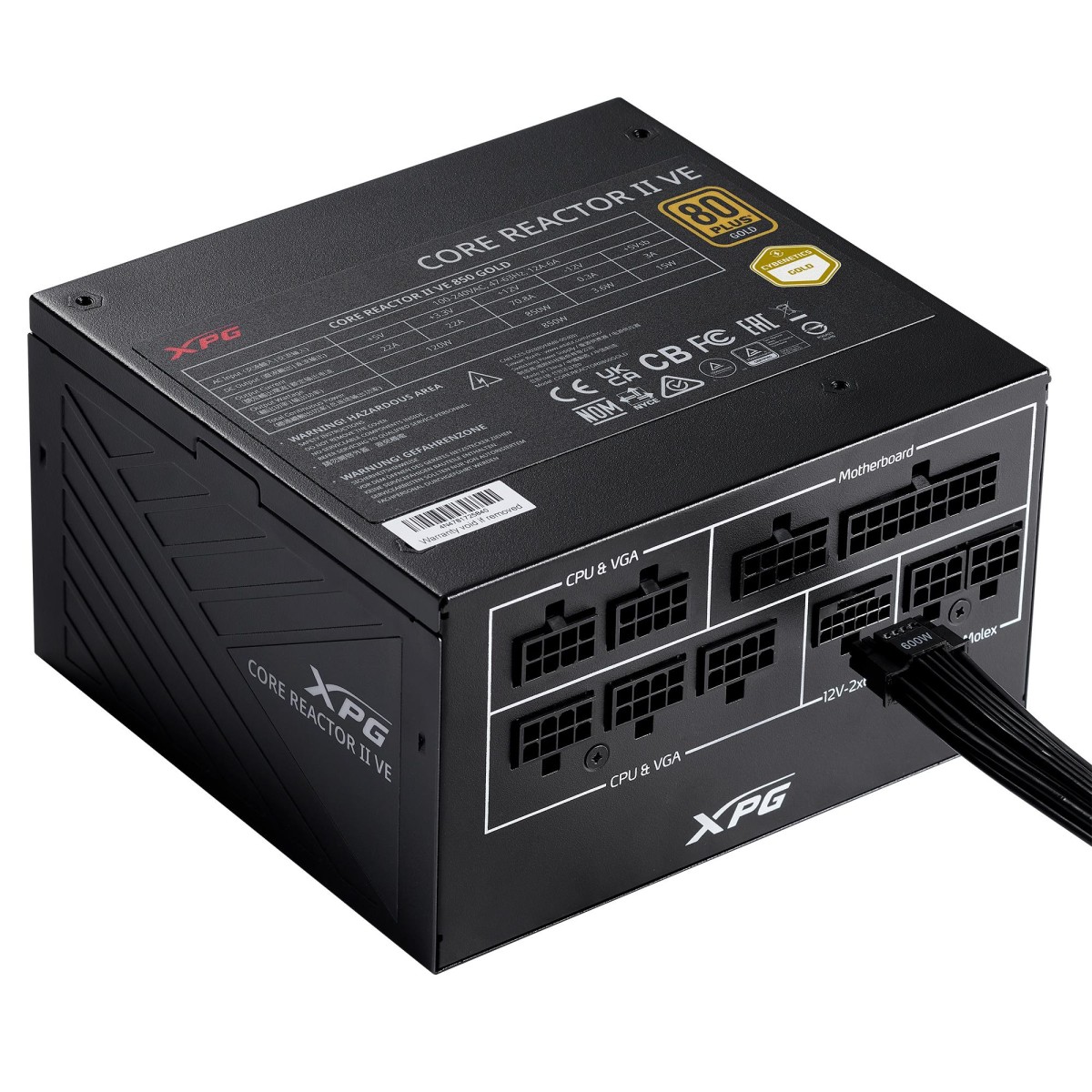 Power Supply|ADATA|CORE REACTOR II VE|750 Watts|Efficiency 80 PLUS GOLD|PFC Active|MTBF 100000 hours|COREREACTORIIVE750G-BKCEU