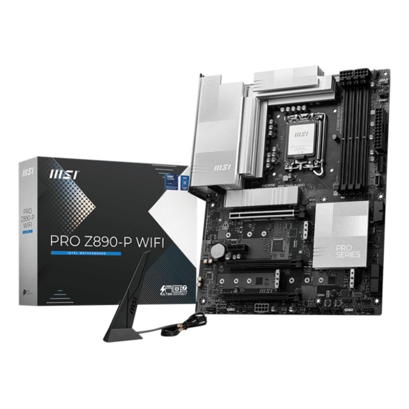 Mainboard|MSI|Intel Z890|LGA1851|ATX|Memory DDR5|Memory slots 4|1xPCI-Express 4.0 1x|2xPCI-Express 4.0 4x	|1xPCI-Express 5.0 16x|4xM.2|1xHDMI|1xDisplayPort|4xUSB 2.0|3xUSB 3.2|1xUSB-C|1xUSB-C w/Thunderbolt|1xPS/2|1xRJ45|3xAudio port|PROZ890-PWIFI