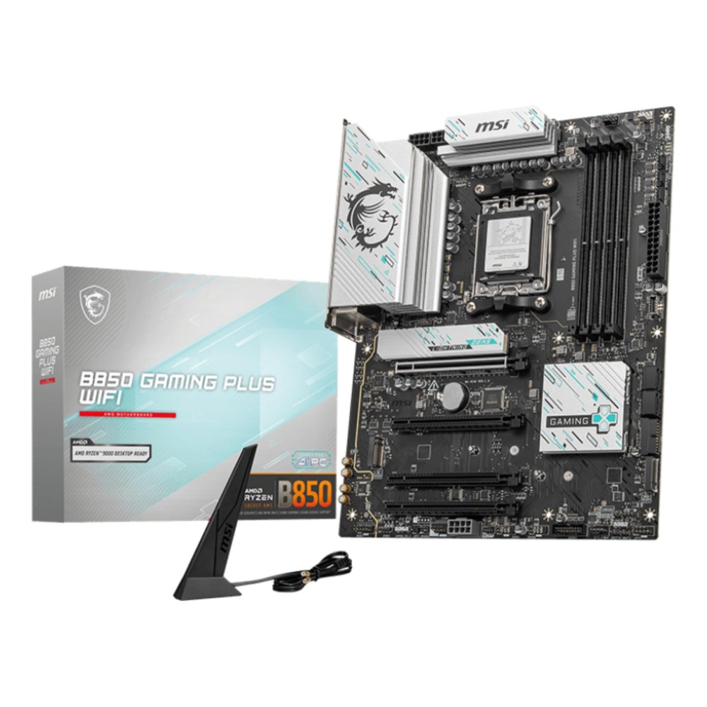 Mainboard|MSI|AMD B850|SAM5|ATX|Memory DDR5|Memory slots 4|4xPCI-Express 16x|3xM.2|1xDisplayPort|1xAudio-In|1xAudio-Out|1xMicrophone|4xUSB 2.0|2xUSB 3.2|2xUSB-C|1xOptical S/PDIF|1xRJ45|B850GAMINGPLUSWIFI