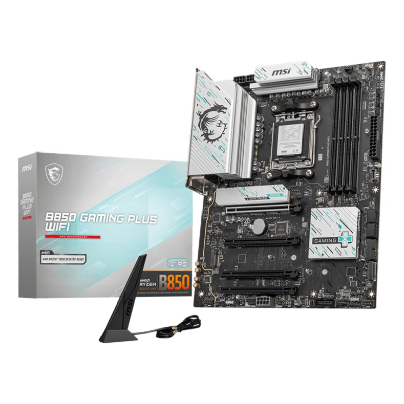 Mainboard|MSI|AMD B850|SAM5|ATX|Memory DDR5|Memory slots 4|4xPCI-Express 16x|3xM.2|1xDisplayPort|1xAudio-In|1xAudio-Out|1xMicrophone|4xUSB 2.0|2xUSB 3.2|2xUSB-C|1xOptical S/PDIF|1xRJ45|B850GAMINGPLUSWIFI