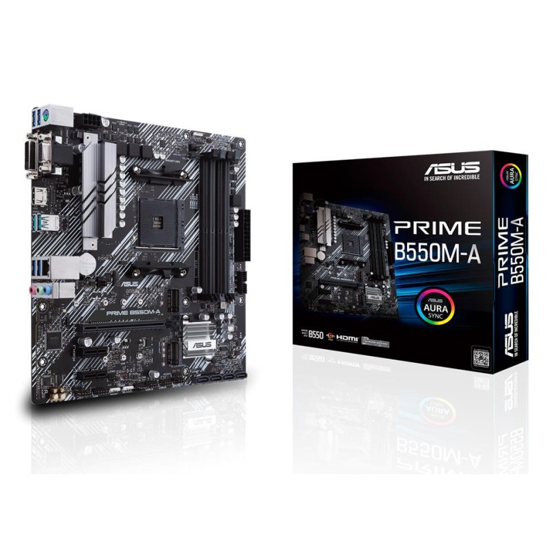 Mainboard|ASUS|AMD B550|SAM4|MicroATX|Memory DDR4|Memory slots 4|2xPCI-Express 3.0 1x|1xPCI-Express 4.0 16x|2xM.2|1x15pin D-sub|1xDVI-D|1xHDMI|6xUSB 3.2|1xPS/2|1xRJ45|3xAudio port|PRIMEB550M-A