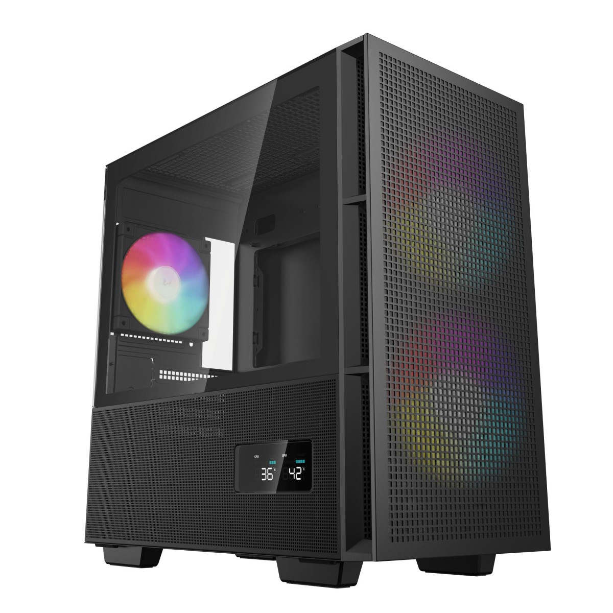 Case|DEEPCOOL|CH360 DIGITAL|MiniTower|Case product features Transparent panel|Not included|Colour Black|R-CH360-BKAPE3D-G-1