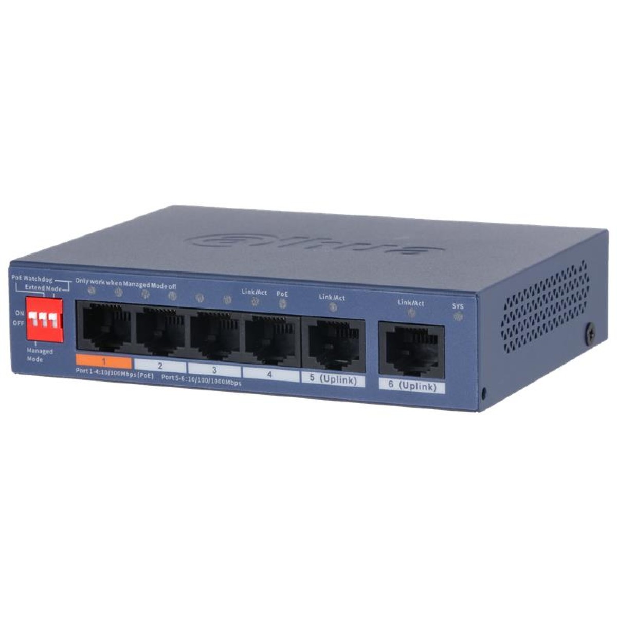 Switch|DAHUA|DH-CS4006-4ET2GT-60|Switch layer L2|2xRJ-45 ports|RJ-45 Ports Type Fast Ethernet (10/100)|4xGigabit Ethernet (copper) ports quantity|Power over Ethernet (PoE) Yes|4xPower over Ethernet (PoE) ports quantity|Total Power over Ethernet (PoE) budg