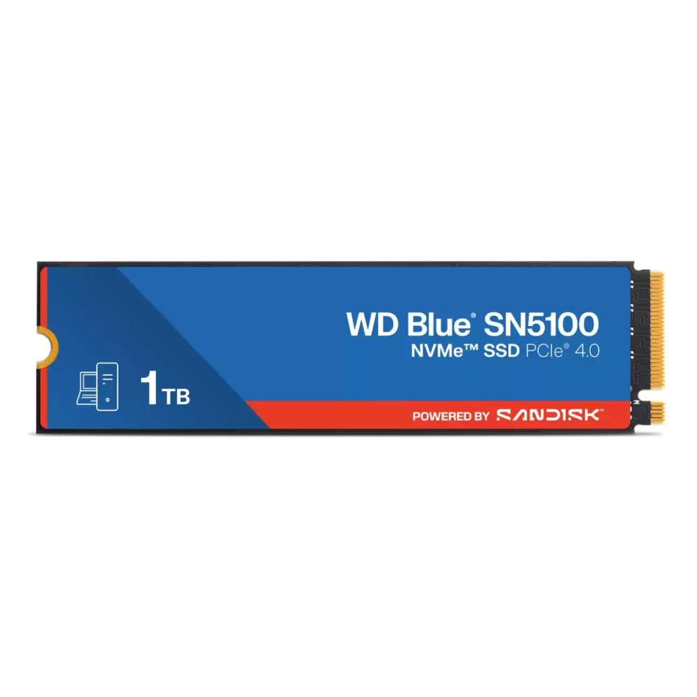 SSD|SANDISK|600xTBW rating|MTBF 1750000 h|Read speed 7100 MB/s|Write speed 6700 MB/s|NVMe Yes|PCI Express 4.0|M.2|1000 GB|POWERED BY SANDISK|Blue SN5100|WDS100T5B0E-00CPE0