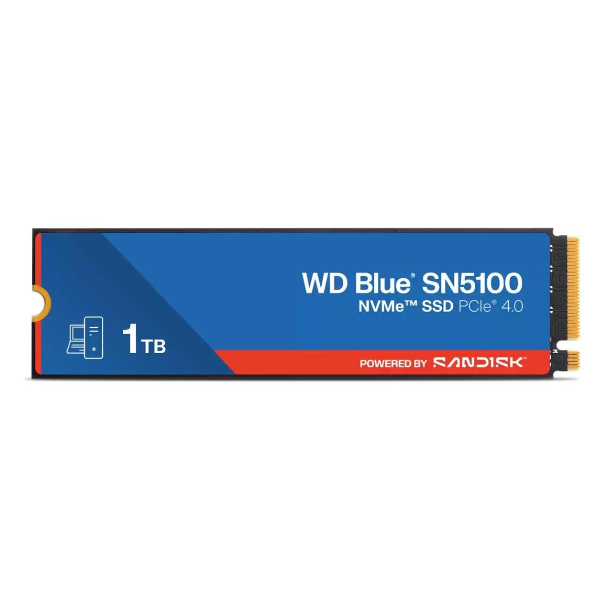 SSD|SANDISK|600xTBW rating|MTBF 1750000 h|Read speed 7100 MB/s|Write speed 6700 MB/s|NVMe Yes|PCI Express 4.0|M.2|1000 GB|POWERED BY SANDISK|Blue SN5100|WDS100T5B0E-00CPE0